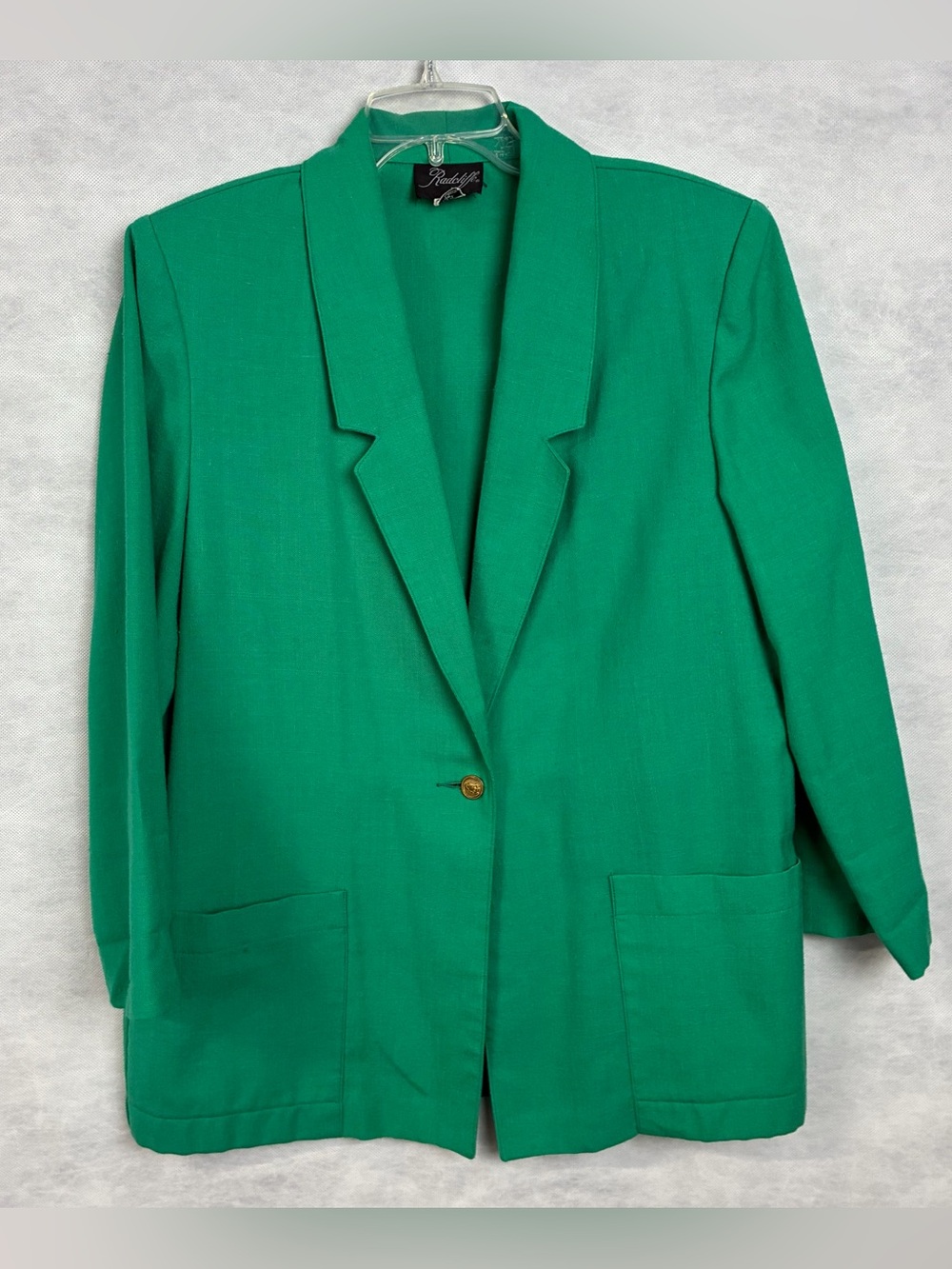 Vtg Radcliffe Womens Blazer Sz 14 Green Jacket Business Casual  Flaw